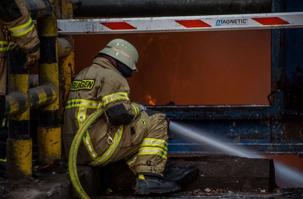 Feuerwehreinsatz beim Brand im Restmüllheizkraftwerk Böblingen