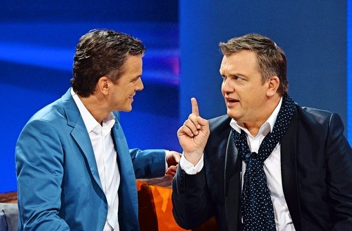 Hape Kerkeling zu Gast beim Nochmoderator Markus Lanz (links) Foto: ZDF