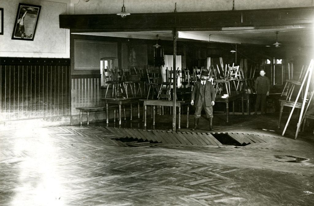 In der Gaststätte und Brauerei Schwanen richtete das Hochwasser 1919 einen Schaden von 15 700 Mark an.