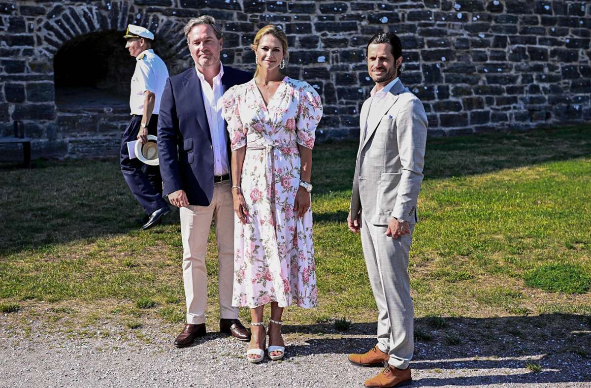 Prinzessin Madeleine kam mit ihrem Mann Chris O’Neill (links) und ihrem Bruder, Prinz Carl Philip.