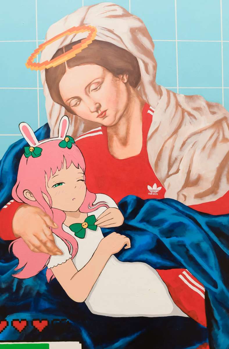 Maria 2.0 Gott war eine Frau und Jesus ein Mädchen: Iris Daibert hat es mit ihrem Gemälde „2D>3D“ in die Ausstellung geschafft.