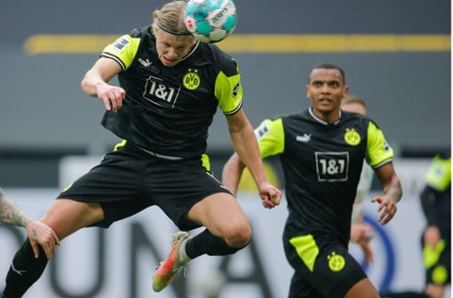 Erling Haaland traf gegen Werder Bremen doppelt. Foto: AFP/LEON KUEGELER