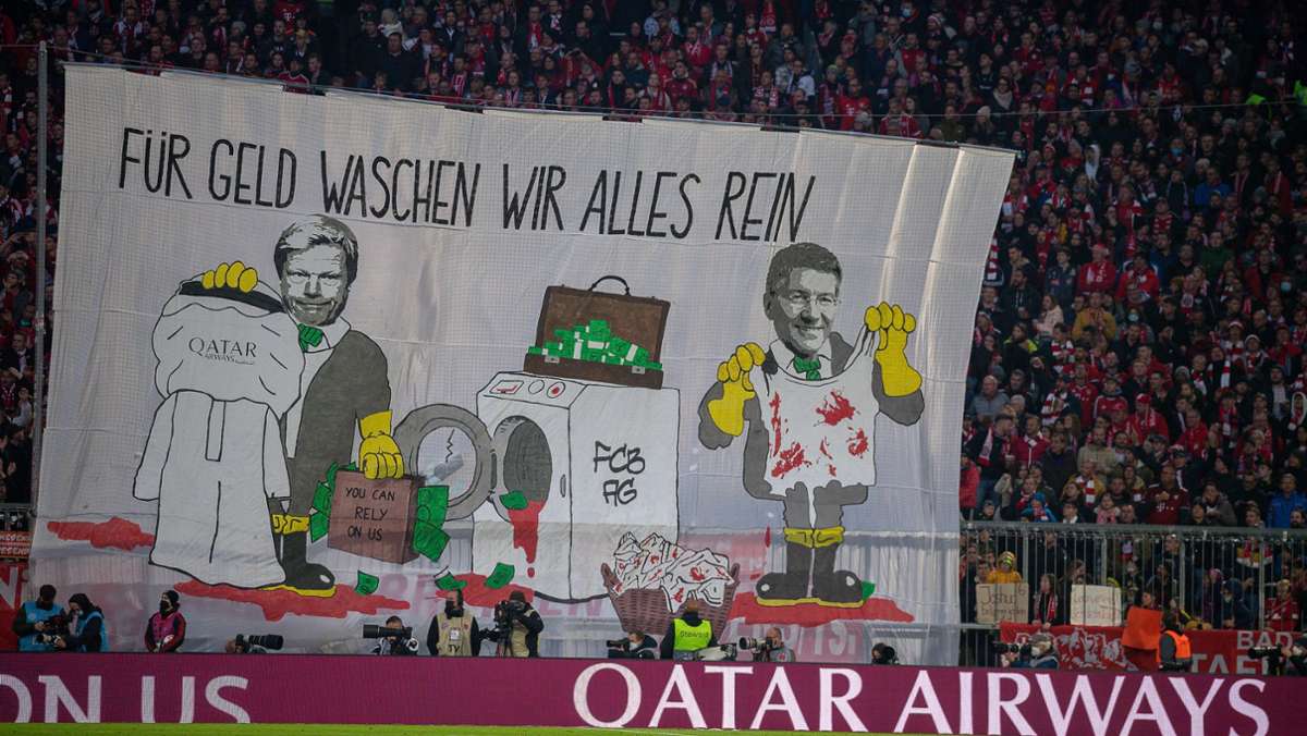  Beim FC Bayern rumort es: Einige Fans fordern von den Clubchefs das Ende des umstrittenen Katar-Sponsorings. 