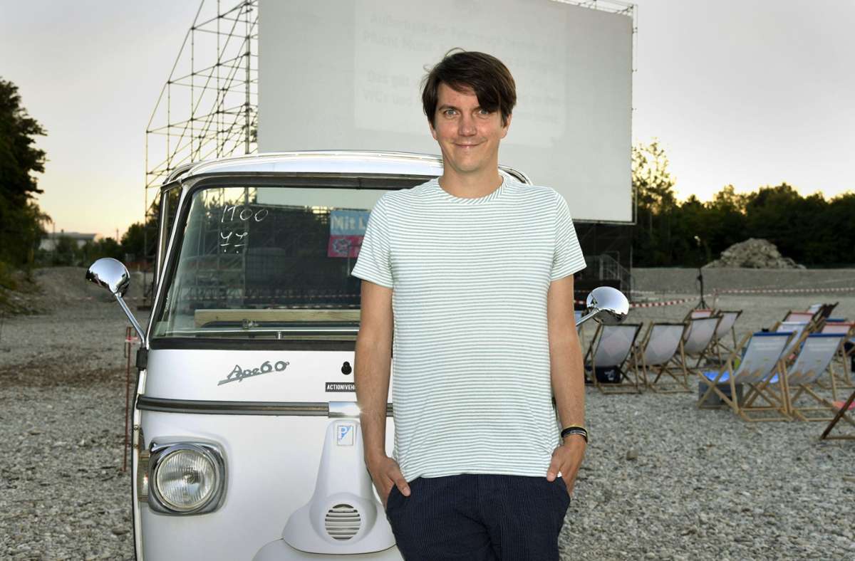 Jochen Laube im Juli 2020 bei der Premiere des SWR-Spielfilms „Exit“ beim Filmfest München – im Pop-up-Autokino auf dem Zenith-Parkplatz