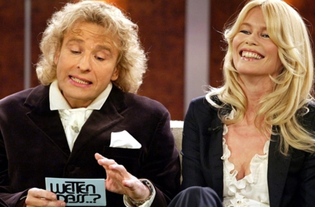 Zwei blonde Mähnen: In der Show „Wetten, dass..?“ war Schiffer mehrfach Thomas Gottschalks Gast.