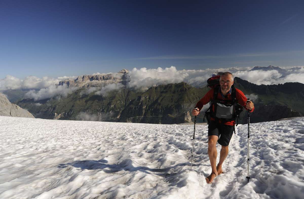 Der Aufstieg über den Gletscher auf die Marmolada, mit 3342 Metern der höchste Dolomitengipfel, war eine echte Herausforderung für Martl Jung.