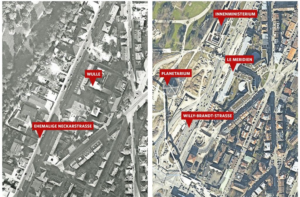 Alt (links) vs neu (rechts): so sieht die Lage entlang der Willy-Brandt-Straße heute aus.