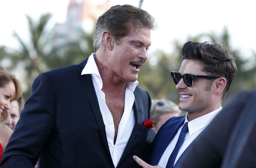 „Baywatch“ Legende Hasselhoff hatte in Miami sichtlich Spaß mit Neudarsteller Zac Efron