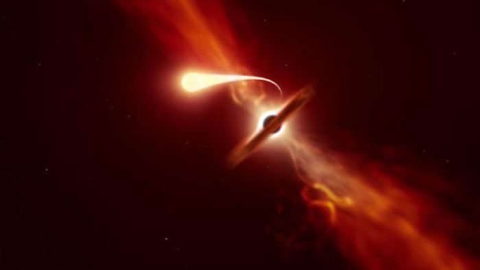 Schwarzes Loch zerreißt Stern wie Spaghetti