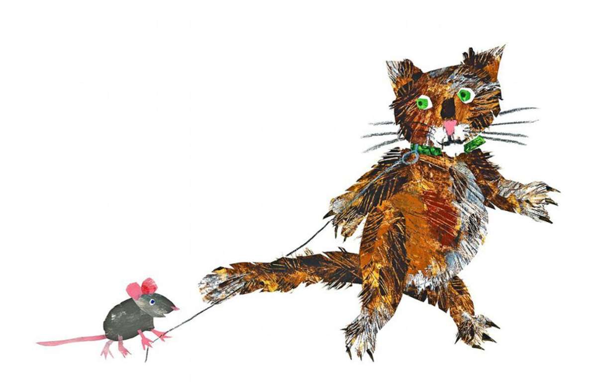 Die Maus fängt die Katze. Eine Zeichnung aus dem Buch „Quatschparade“.