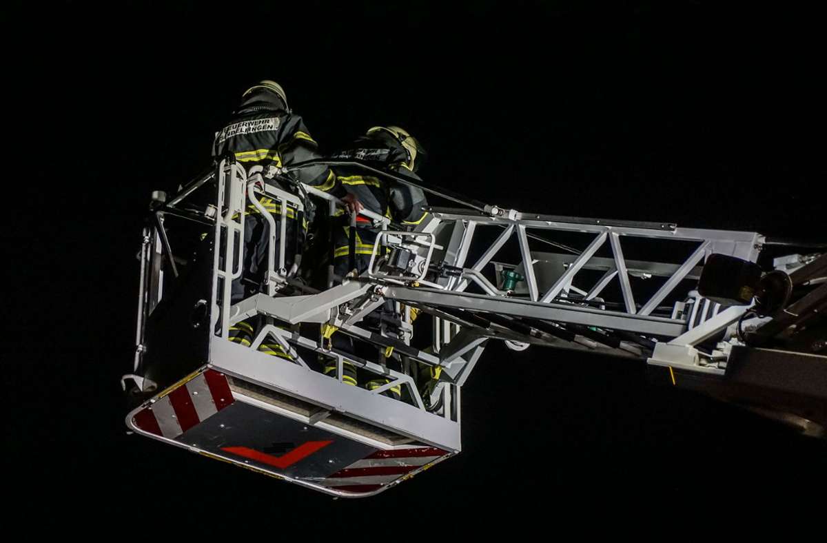 Mehrere Trupps mit tragbaren Leitern hatten den Auftrag, sowohl die Menschen zu retten als auch den Brand zu bekämpfen.