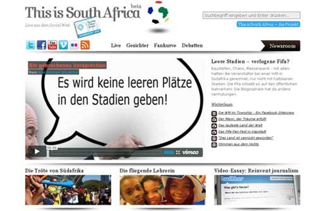 This is South Africa: Volontäre haben im Netz recherchiert und im Vorfeld der Fußball-WM über Südafrika berichtet.