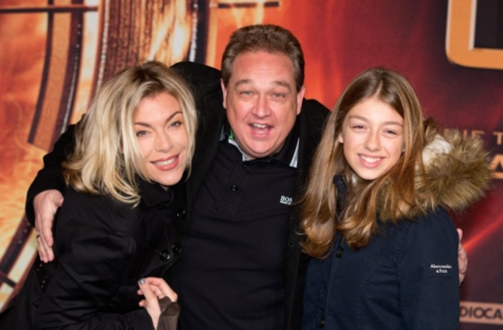 Schauspieler Oliver Kalkofe mit seiner Frau Birte Schielke und Tochter Celina.