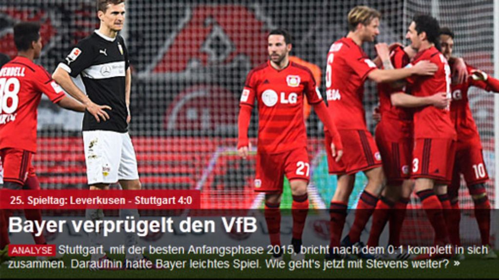 Pressestimmen zum VfB Stuttgart: Bayer verprügelt den VfB