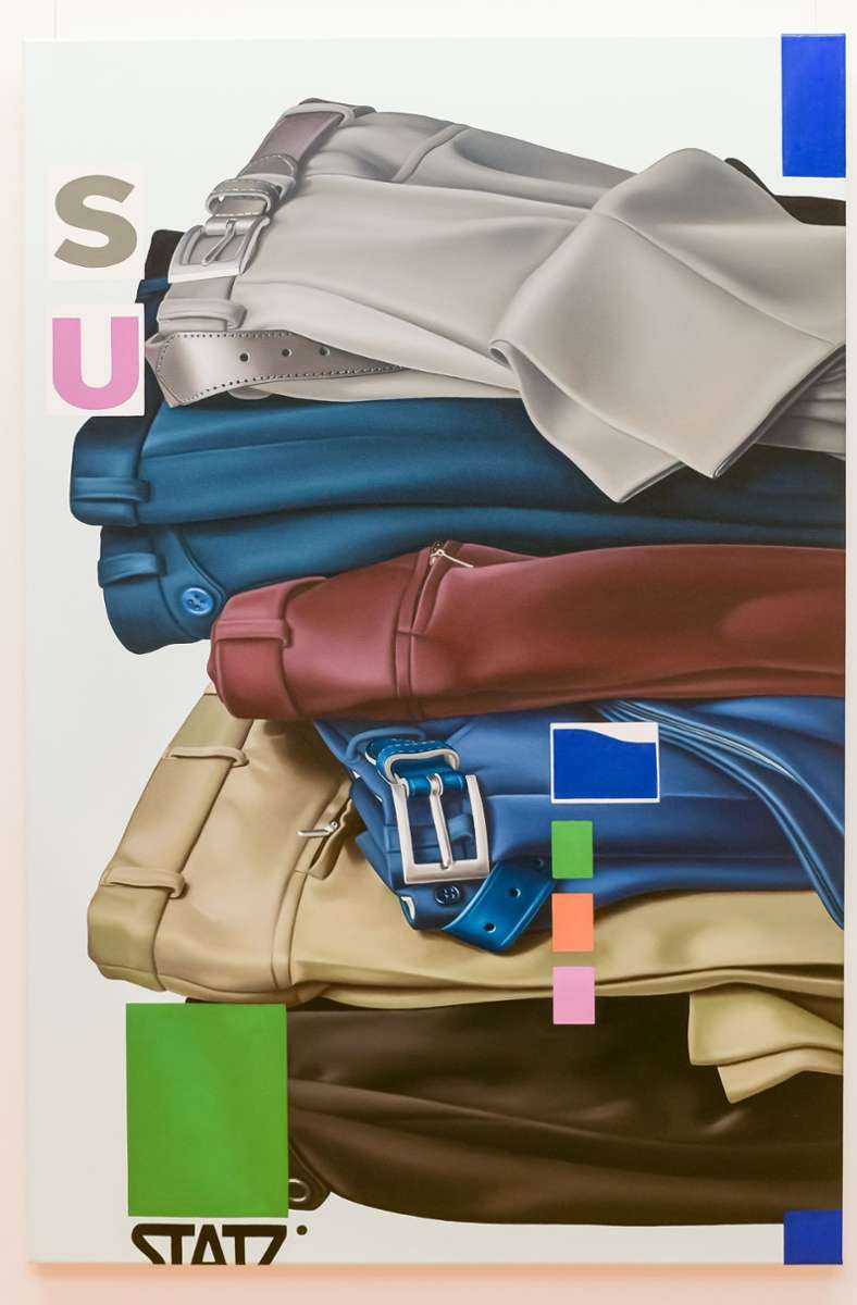 Poppig Günter Beier beherrscht sein Handwerk. Sein Gemälde „Hosen 3“ spielt mit der Tradition der Pop-Art.