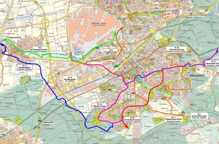 Zehn spezielle Radstrecken durch die Stadt in Planung