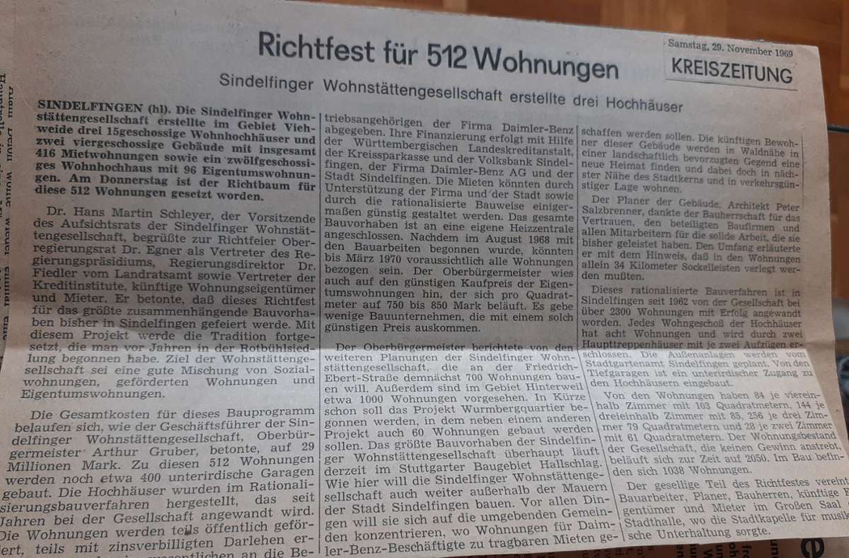 1969 berichtete die Kreiszeitung über den Bau dreier Hochhäuser in der noch wenig besiedelten Viehweide