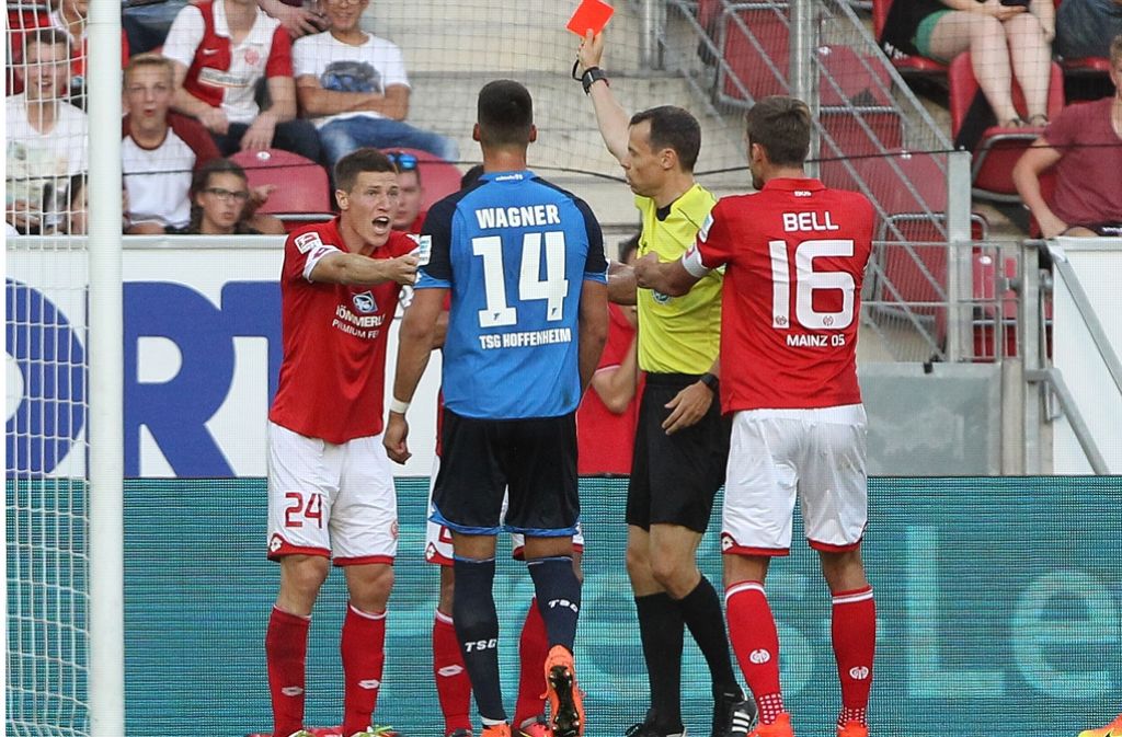 Nicht nur auf dem Spielfeld kam es zwischen Hoffenheim und Mainz zu Streit – auch zwischen den Fans ging es zur Sache. Foto: AFP