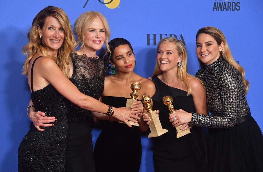 Laura Dern, Nicole Kidman, Zoe Kravitz, Reese Witherspoon und Shailene Woodley: Ihre Serie war im TV-Bereich mit vier Globes so erfolgreich wie „Three Billboards ...“ bei den Spielfilmen.