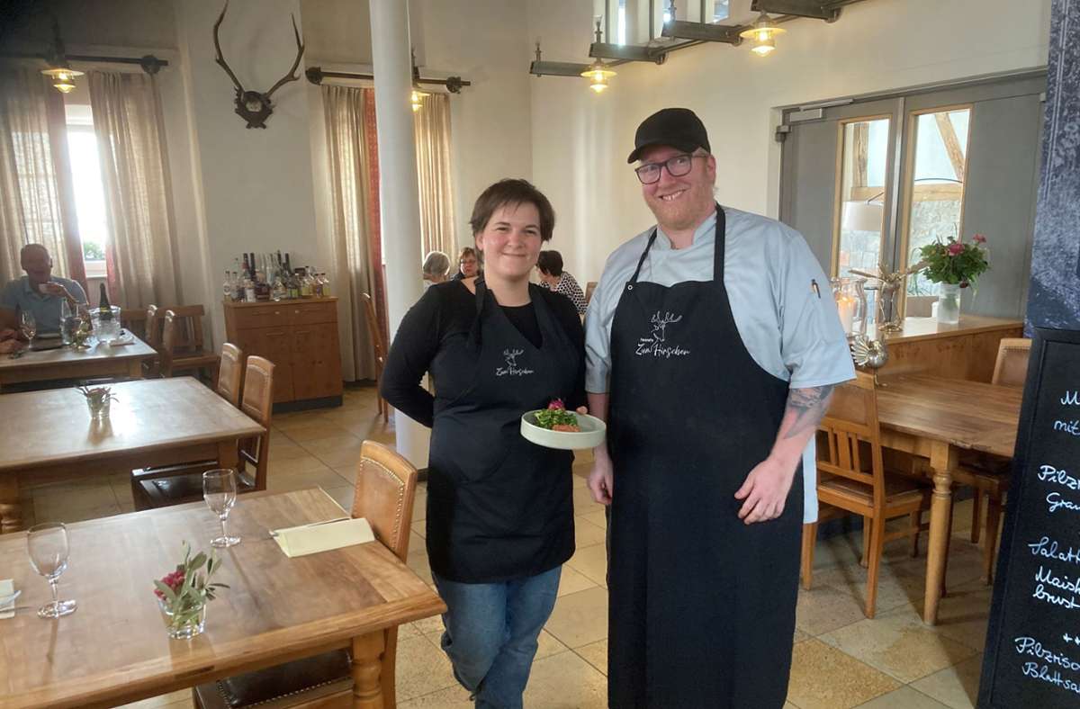 Auf sehr hohem Niveau servieren Kathrin und Tobias Favorat Speisen im Hirschen in Fellbach.