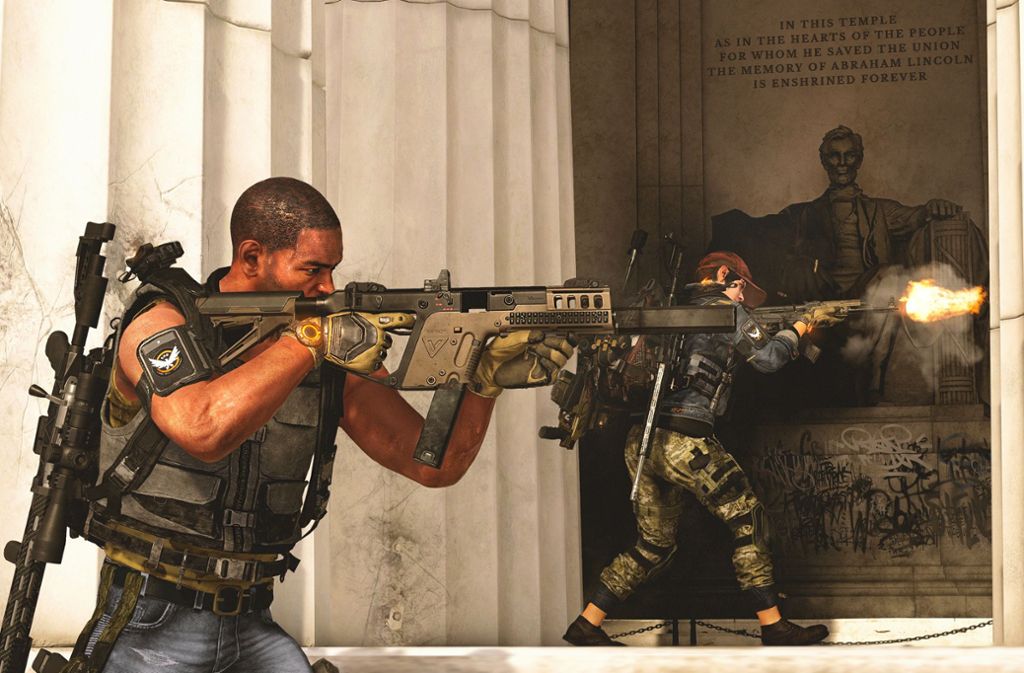 Eine Szene mit Symbolkraft: Schießende Spezialeinheiten am Lincoln Memorial in Washington.