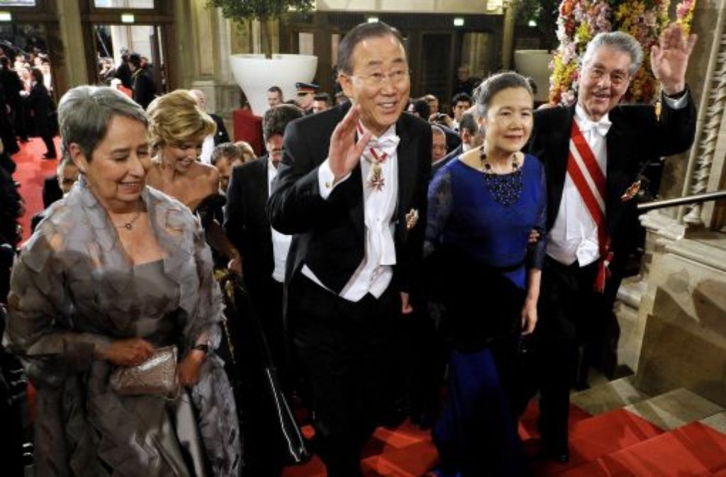 Der österreichische Bundespräsident Heinz Fischer brachte gar einen Staatsgast mit: UN-Generalsekretär Ban Ki Moon.