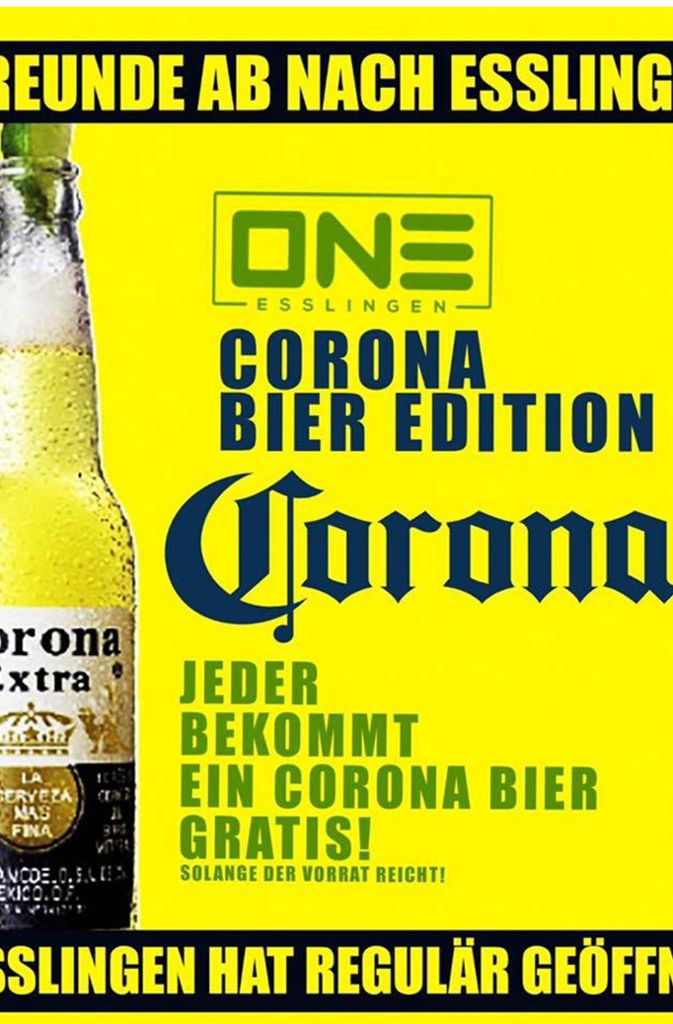 Mit einem Gratis-Bier Corona hat der Club One geworben.