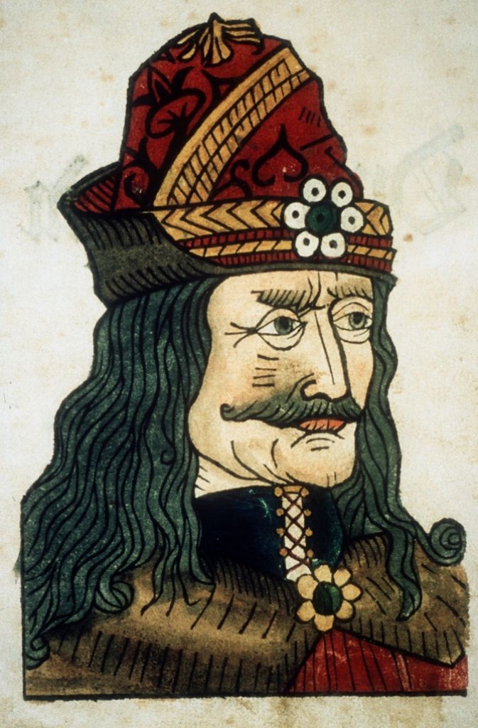 Der echte Dracula: Der kolorierte Holzschnitt aus dem 15. Jahrhundert zeigt Fürst Vlad Tepes, genannt „Dracula“. Er herrschte über die Walachei in Rumänien und war für seine Grausamkeit bekannt. Fürst Vlad diente dem irischen Schriftsteller Bram Stoker als Vorlage für seinen berühmten Dracula-Roman.