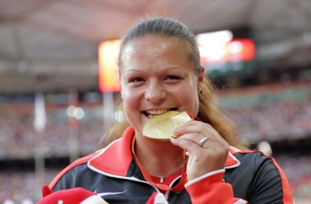 Ihre Kugel flog am weitesten: Kugelstoßerin Christina Schwanitz hat bei der WM in Peking die Goldmedaille gewonnen.