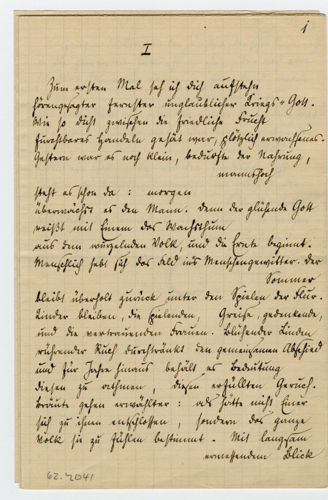 Rainer Maria Rilkes Abschrift der Fünf Gesänge für seinen Verleger Anton Kippenberg, August 1914.