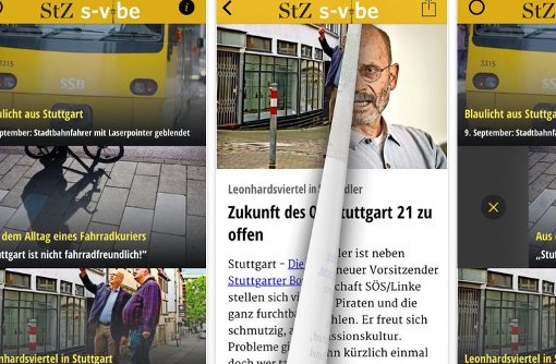 Mit schnellen Wischbewegungen entscheidet der Nutzer, welche Artikel er auf s-vibe lesen will. Foto: Screenshot itunes.apple.com