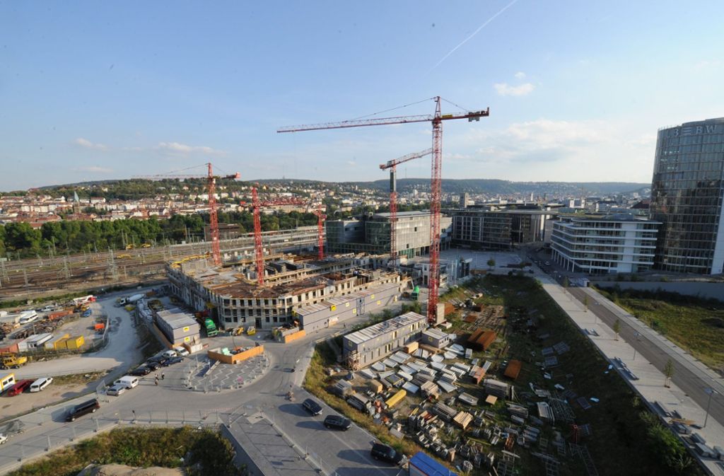 Blick auf die Bauarbeiten des Europaviertels im Jahr 2011.