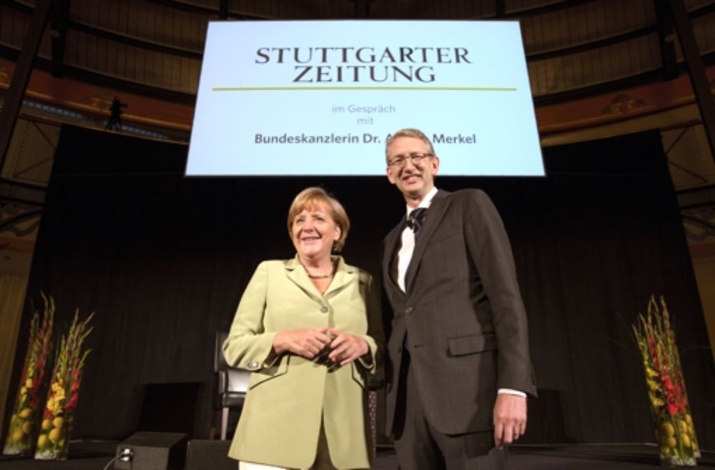 Bundeskanzlerin Angela Merkel im StZ-Gespräch mit Chefredakteur Joachim Dorfs.
