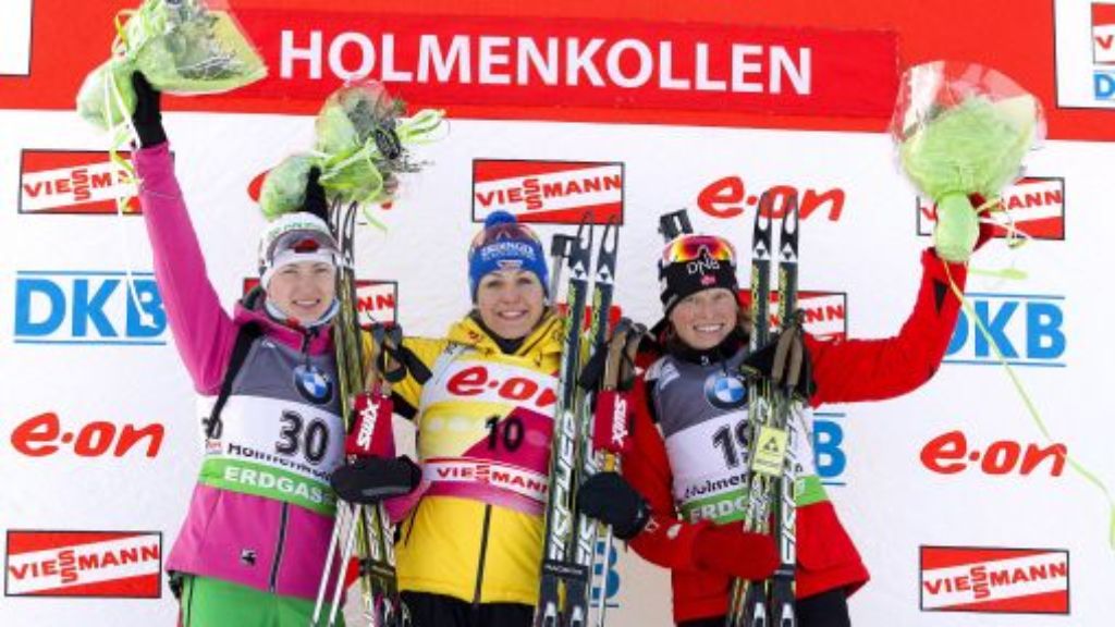  In Oslo gewann Biathlon-Star Magdalena Neuner zum fünften Mal in dieser Saison den Sprint. 