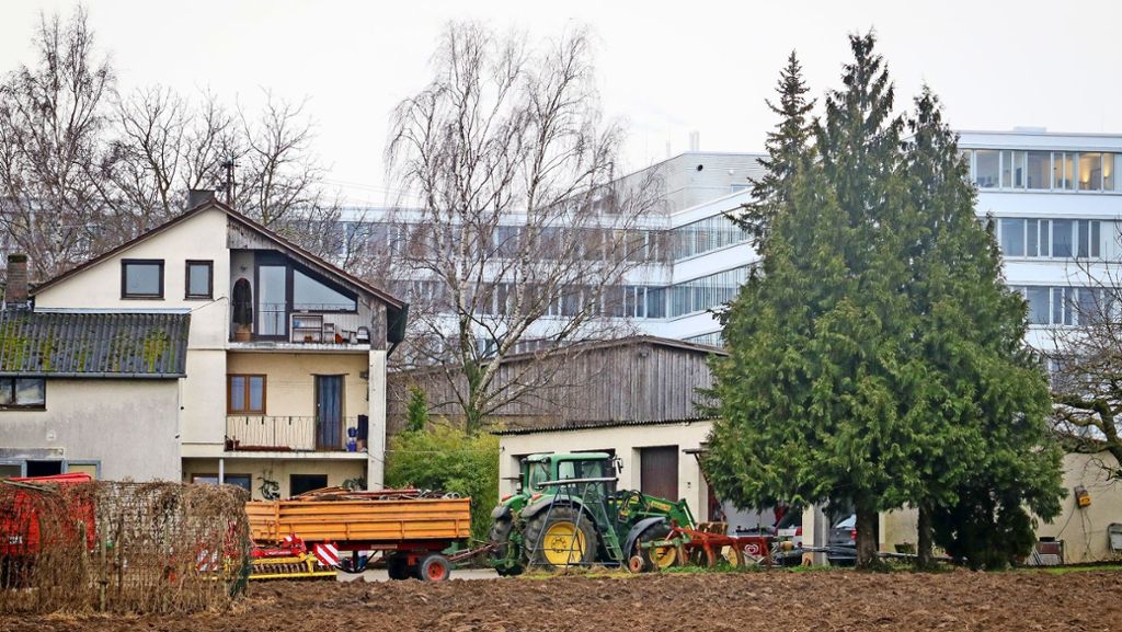 Stadtentwicklung Ditzingen: Hightech     umgeben von Ackerfurchen