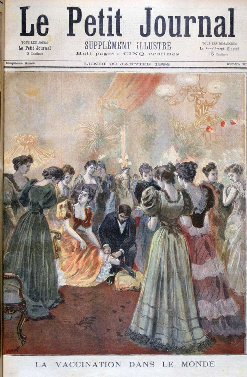 Das Titelblatt des „Petit Journal“ vom 29. Januar 1894 zeigt wohlhabende Pariserinnen bei der Pocken-Impfung.
