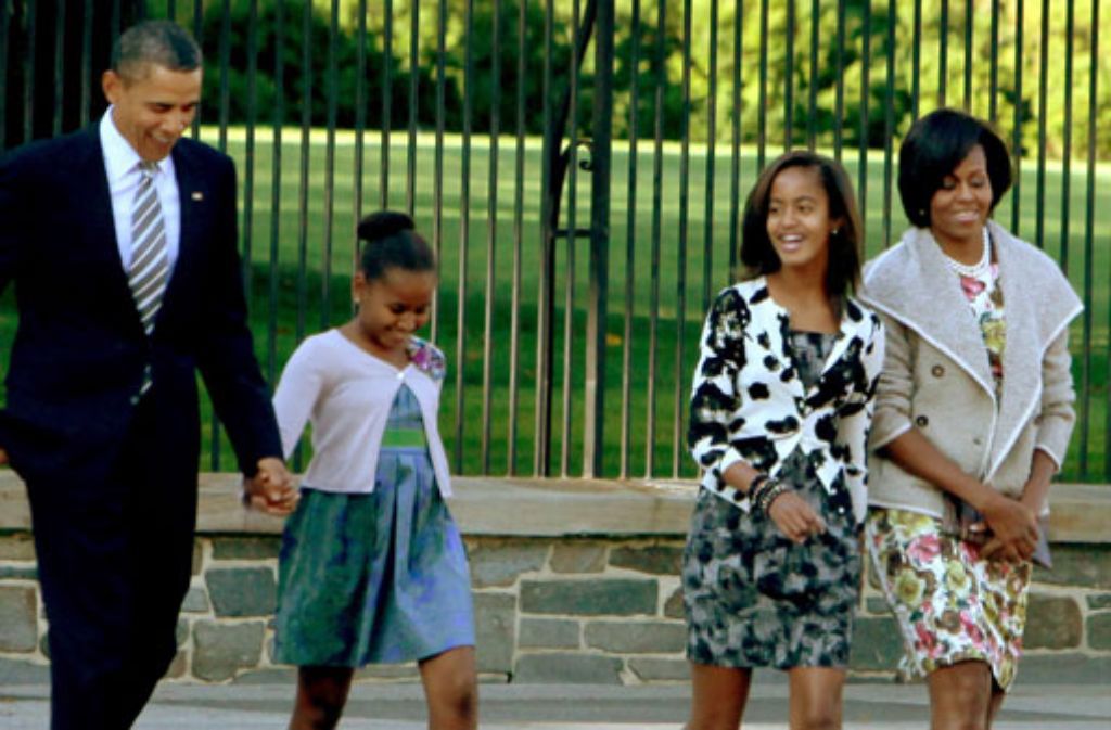 September 2010: Die Familie Obama auf dem Weg zum Gottesdienst.