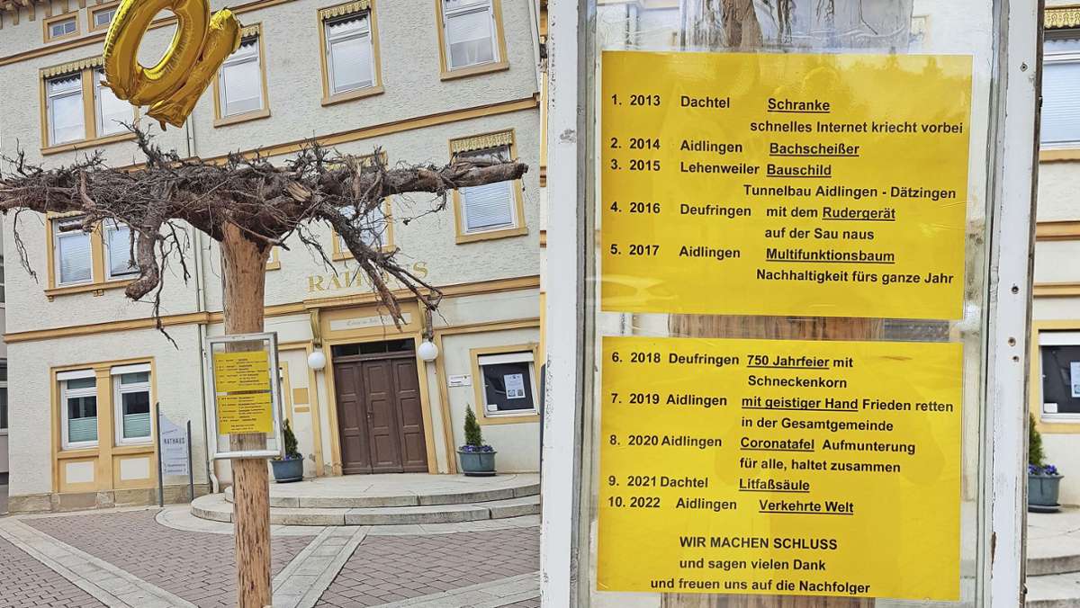 Maischerze in Aidlingen: Scharfsinnige Schelme kündigen mit neuestem Coup ihren Rückzug an