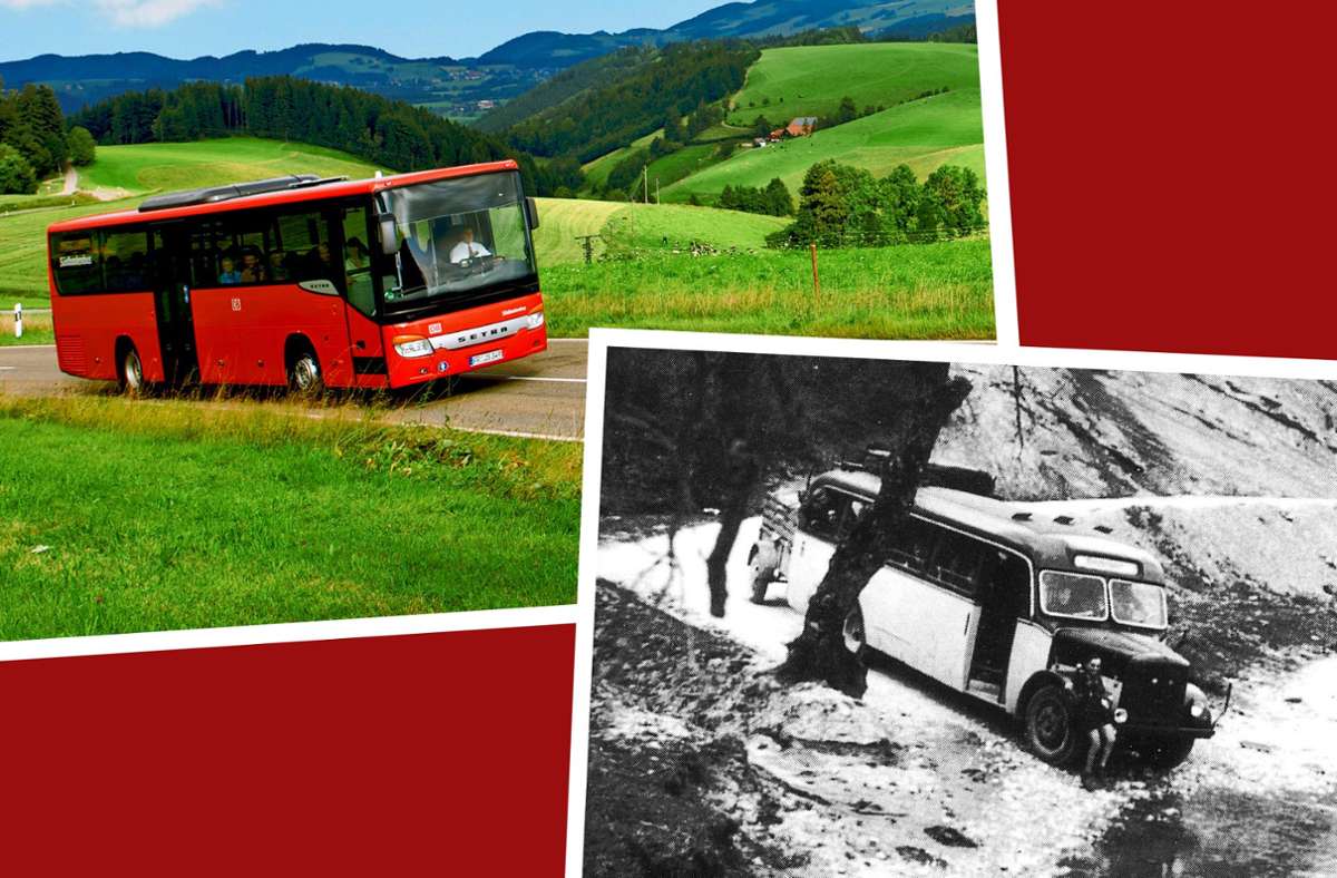 Busse in Baden-Württemberg auf Überlandfahrt: Heute und in den 50er Jahren.