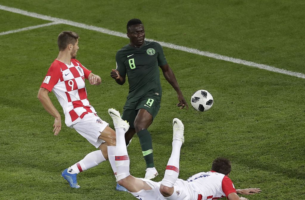 Oghenekaro Etebo war der Unglücksrabe beim 0:2 seiner Nigerianer gegen Kroatien – sein Eigentor leitete die Niederlage ein.