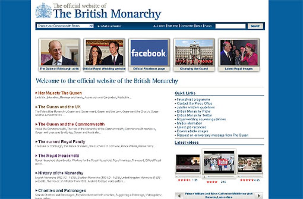 ... britische Königshaus verweist zudem immer wieder gerne auf seine eigene Internetseite, auf der ...