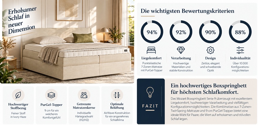 Mozart Bett Boxspringbett Serie 9 im Test und Erfahrungen